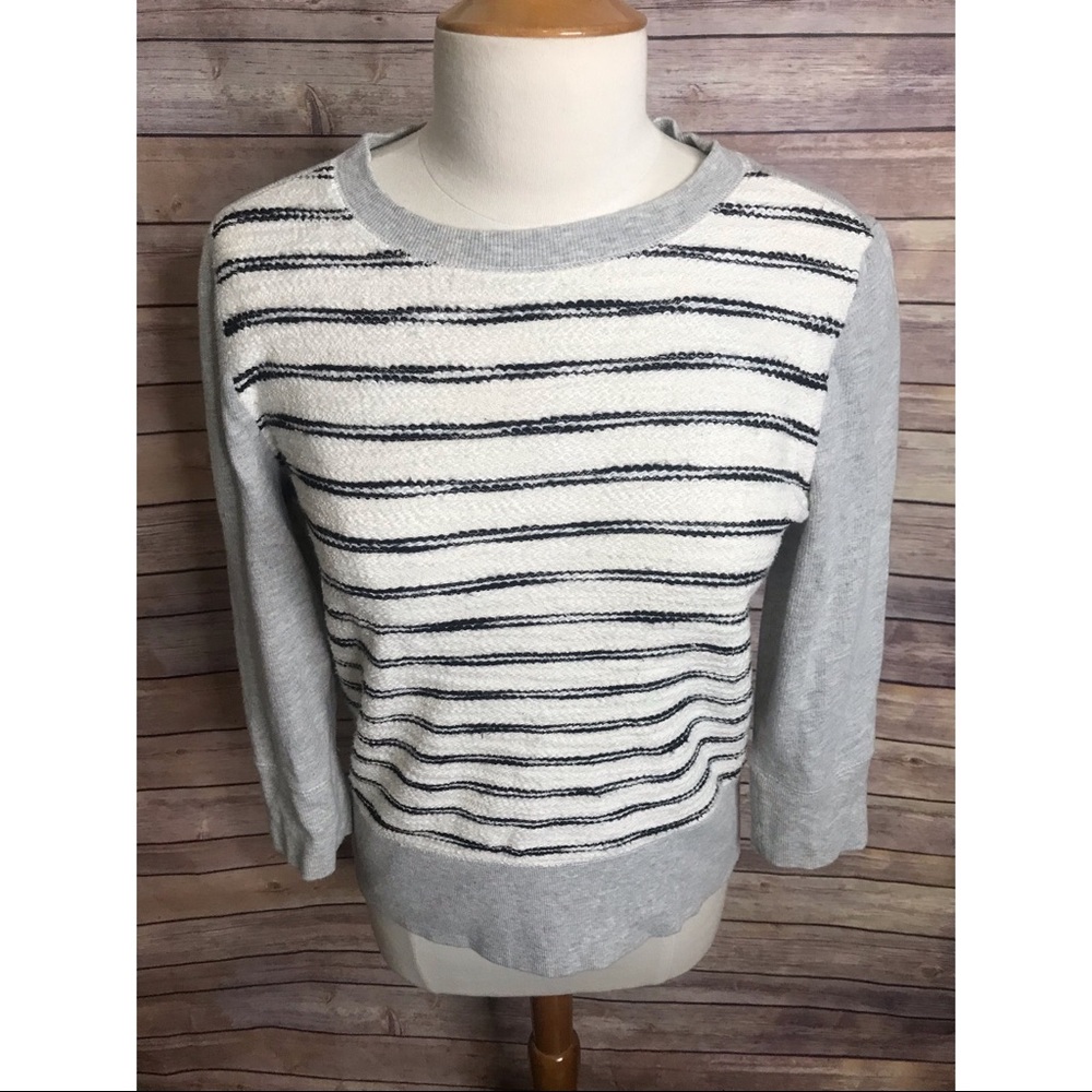 Lou & Grey Black White Stripe Pullover Sweatshirt